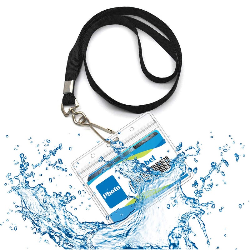 Beebel ID Badge Holder Lanyards with Waterproof Badge Card Bulk Lanyard for Name Tags Holders(Black) - Image 4